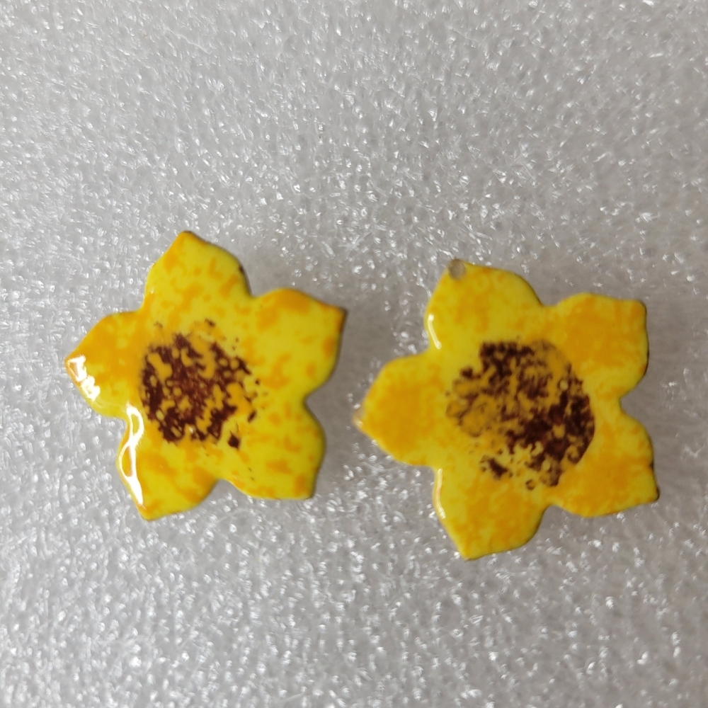 Handmade Ceramic Sunflower Post Earrings